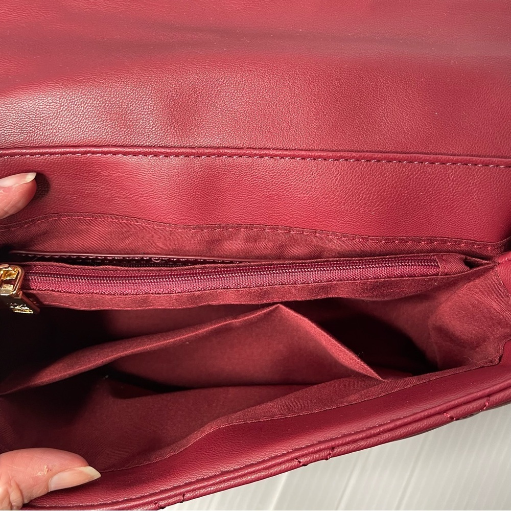 BADGLEY MISCHKA Burgundy Studded Quilted Shoulder Bag - Picture 7 of 13
